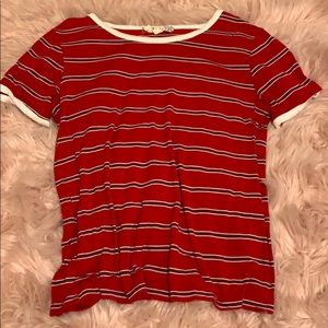Striped Short Sleeve Red T-Shirt